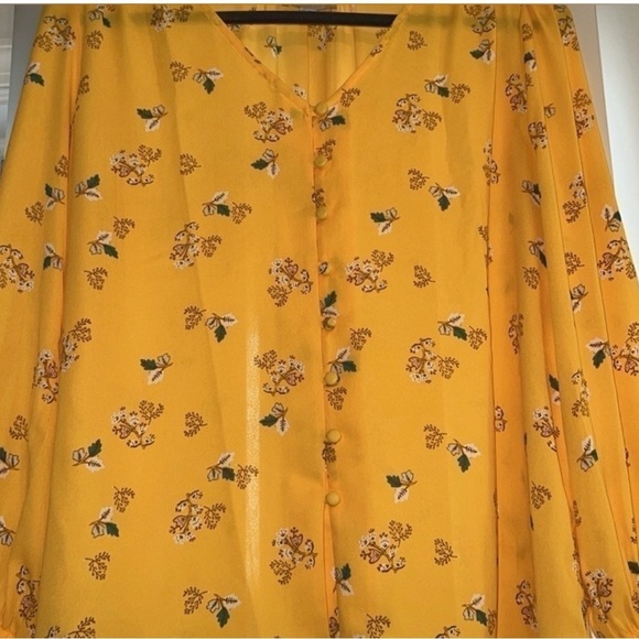 LOFT Yellow Floral Blouse - Picture 2 of 9
